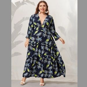 SHEIN Pineapple Plunge Maxi Dress - 3XL (US 18)